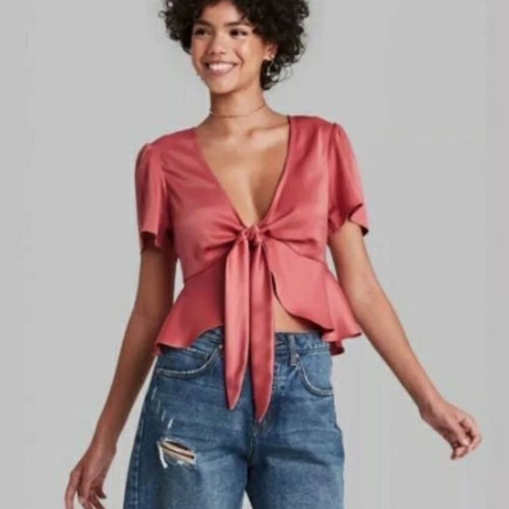 Target Pink Front Tye Top Size Medium